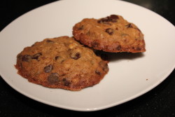 Oatmeal chocolate chip cookies ready to be eaten