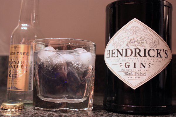 Hendrick's gin and tonic with Fever Tree tonic water