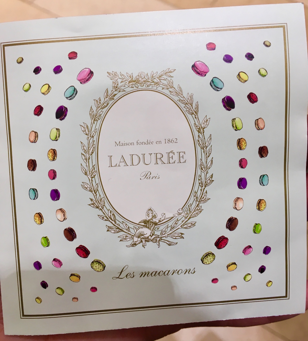 Front page of the menu booklet for flavours available at Ladurée Toronto