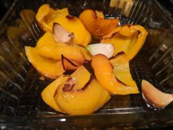 Roasted yellow peppers and garlic with olive oil